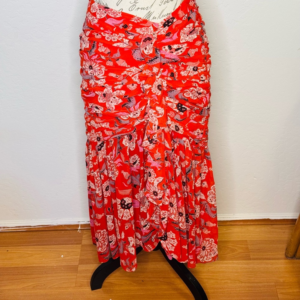 Cinq a Sept red skirt with ruffle detail size 8